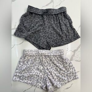 Victoria's Secret Gray and Light Gray Leopard Lounge Shorts Duo